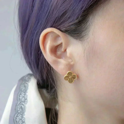 [⭐Luxery]CLOVER MEDIUM 1 MOTIFS LASER EARRINGS