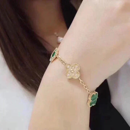 [⭐Luxery] CLOVER 5 MOTIF MALACHITE BRACELET COLLECTION