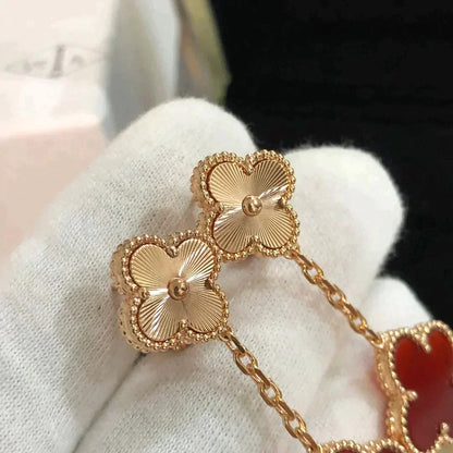 [⭐Luxery]CLOVER 2 MOTIF  LASER CARNELIAN EARRINGS