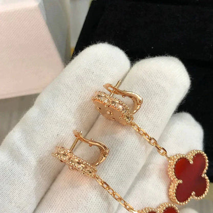 [⭐Luxery]CLOVER 2 MOTIF  LASER CARNELIAN EARRINGS