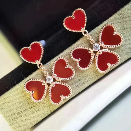 [⭐Luxery]SWEET CLOVER CARNELIAN EARRINGS