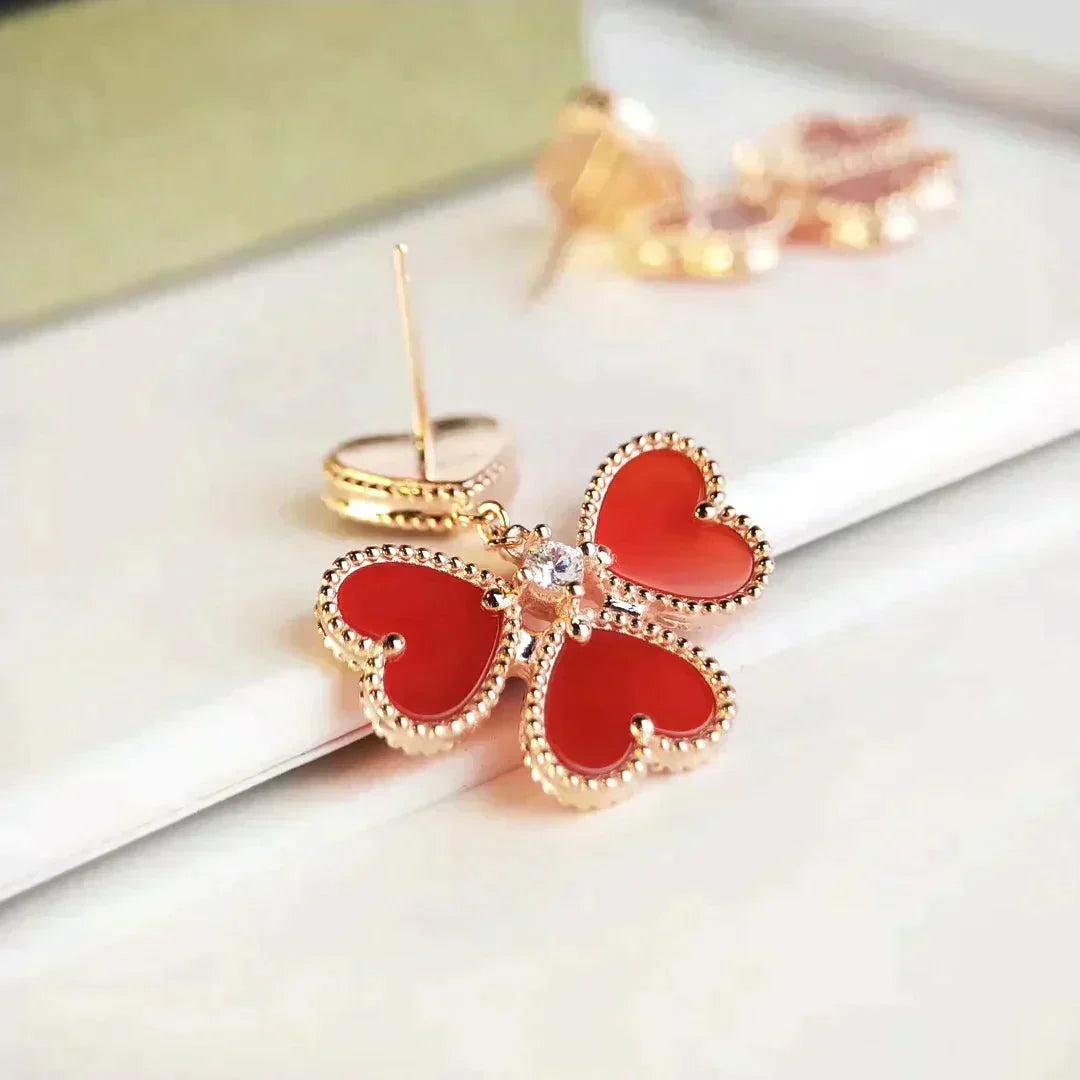 [⭐Luxery]SWEET CLOVER CARNELIAN EARRINGS