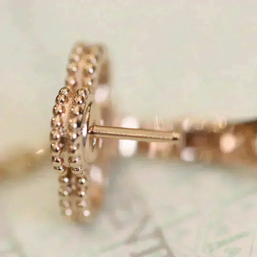 [⭐Luxery]CLOVER MEDIUM 1 MOTIFS FUll DIAMOND EARRINGS