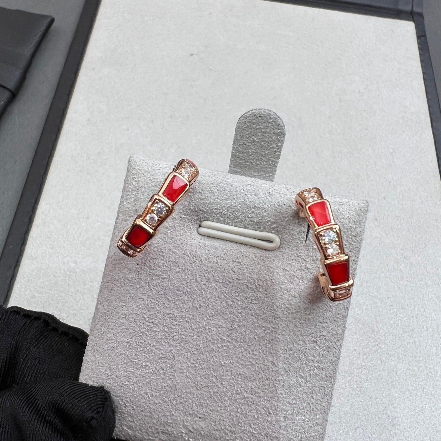 [⭐Luxery]SERPENTI CARNELIAN PINK GOLD EARRINGS