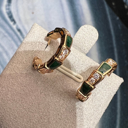 [⭐Luxery]SERPENTI MALACHITE PINK GOLD EARRINGS