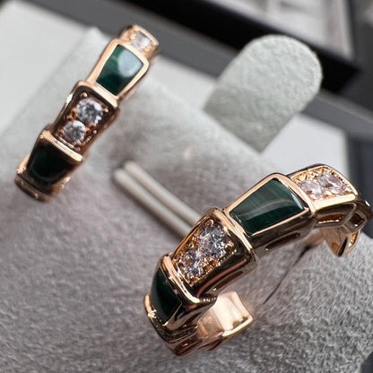 [⭐Luxery]SERPENTI MALACHITE PINK GOLD EARRINGS