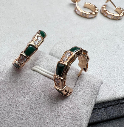 [⭐Luxery]SERPENTI MALACHITE PINK GOLD EARRINGS