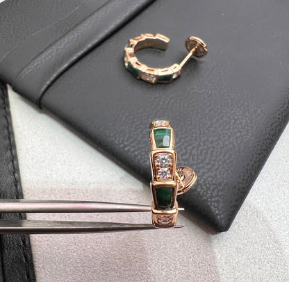 [⭐Luxery]SERPENTI MALACHITE PINK GOLD EARRINGS
