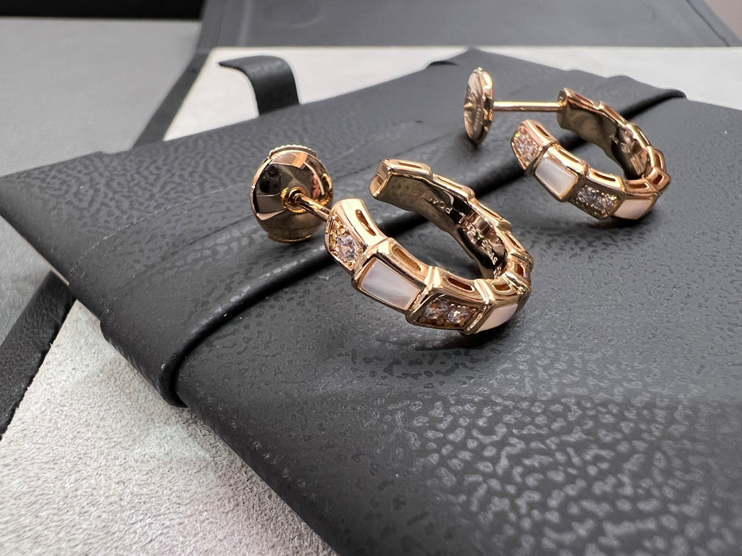 [⭐Luxery]SERPENTI MOP PINK GOLD EARRINGS