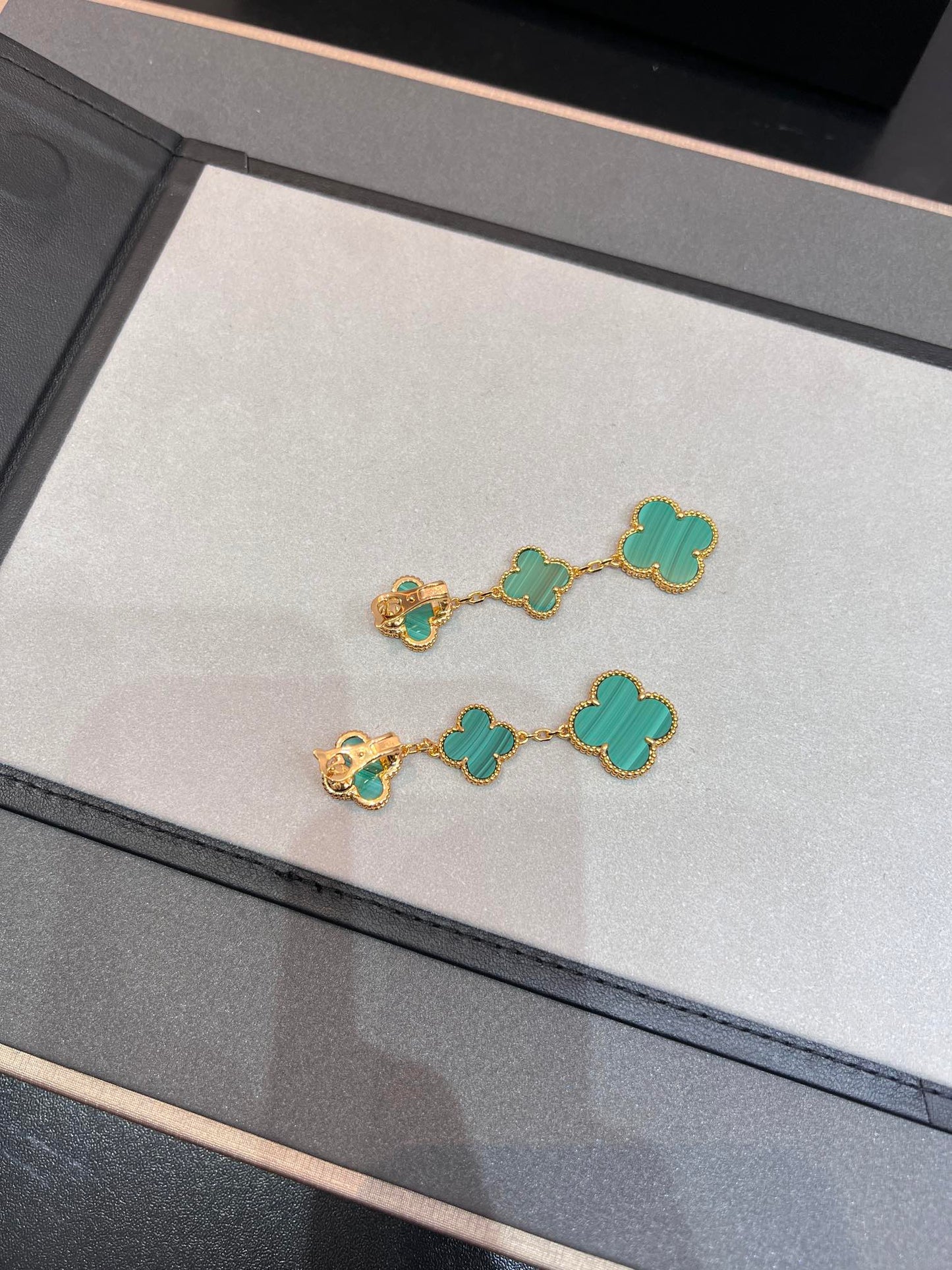 [⭐Luxery]CLOVER MALACHITE 3 MOTIFS GOLD