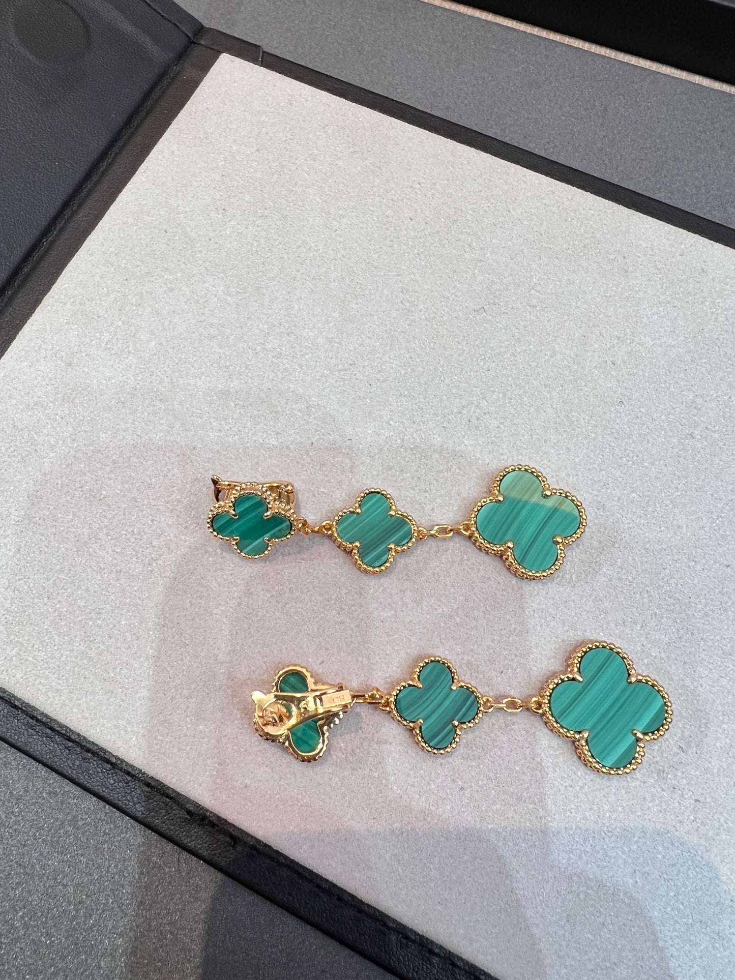 [⭐Luxery]CLOVER MALACHITE 3 MOTIFS GOLD