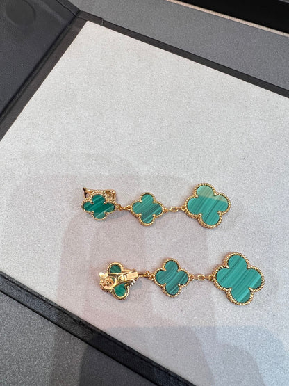 [⭐Luxery]CLOVER MALACHITE 3 MOTIFS GOLD