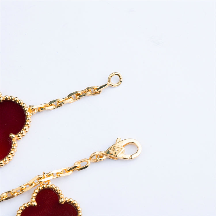 [⭐Luxery]CLOVER BRACELET 5 MOTIFS CARNELIAN TIGER EYE