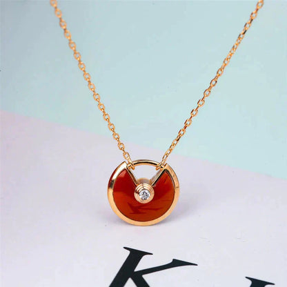 [⭐Luxery]AMULETTE GOLD CARNELIAN ONYX NECKLACE