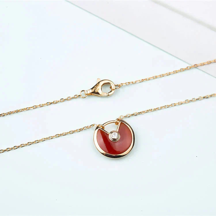[⭐Luxery]AMULETTE GOLD CARNELIAN ONYX NECKLACE