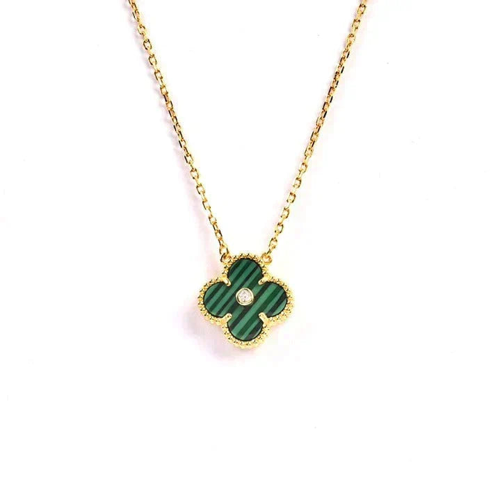 [⭐Luxery]CLOVER 15MM DIAMOND TURQUOISE NECKLACE