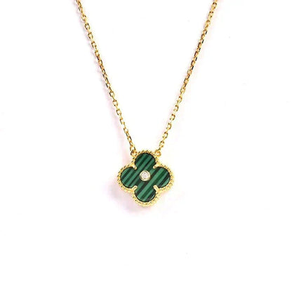 [⭐Luxery]CLOVER 15MM DIAMOND TURQUOISE NECKLACE