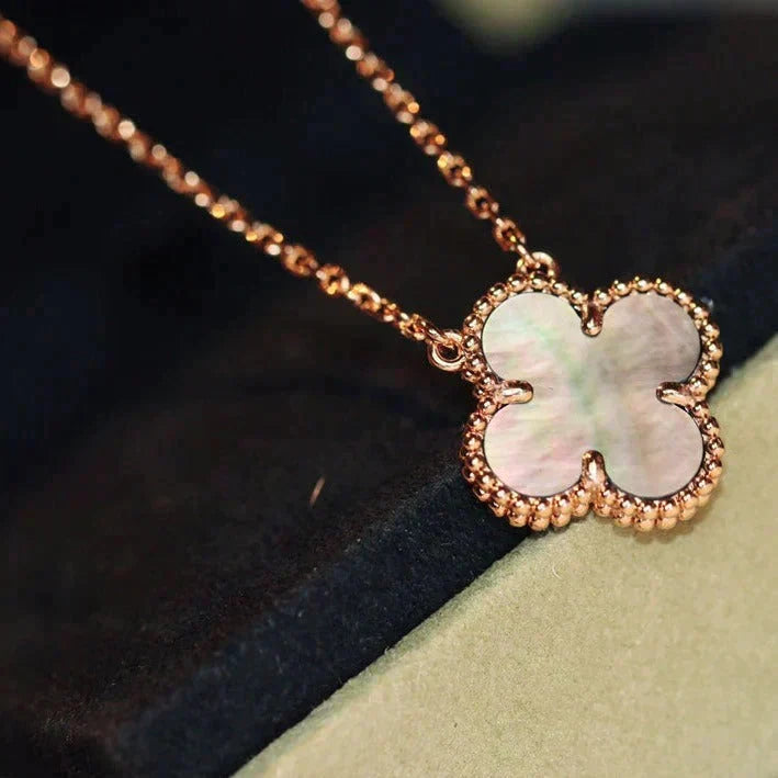 [⭐Luxery]CLOVER 15MM  GRAY MOTHER OF PEARL NECKLACE