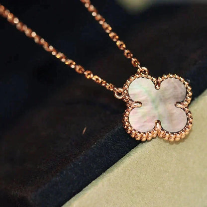 [⭐Luxery]CLOVER 15MM  GRAY MOTHER OF PEARL NECKLACE
