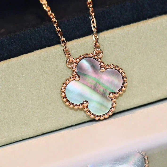 [⭐Luxery]CLOVER 15MM  GRAY MOTHER OF PEARL NECKLACE