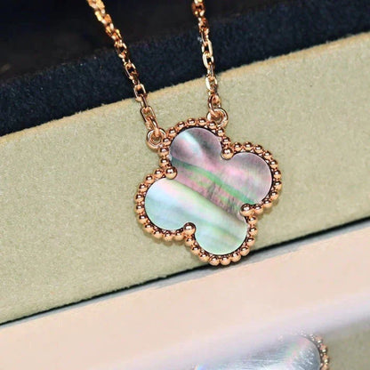 [⭐Luxery]CLOVER 15MM  GRAY MOTHER OF PEARL NECKLACE