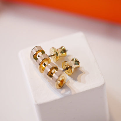 [⭐Luxery]MINI POP H GOLD EARRINGS GREY