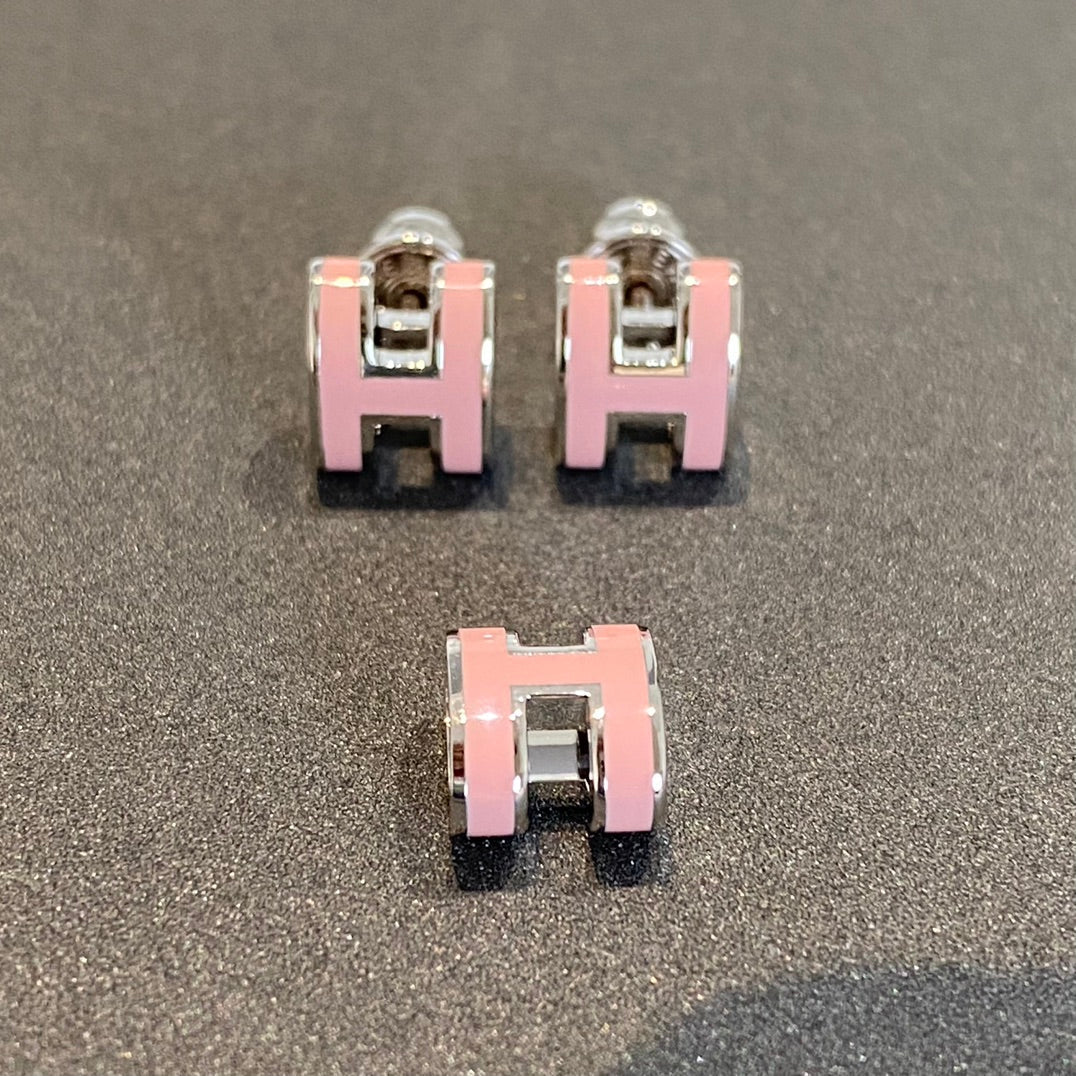 [⭐Luxery]MINI POP H SILVER EARRINGS PINK