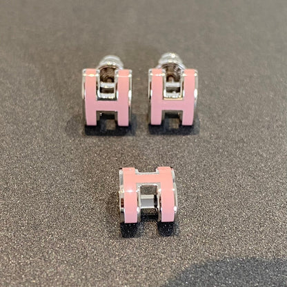 [⭐Luxery]MINI POP H SILVER EARRINGS PINK