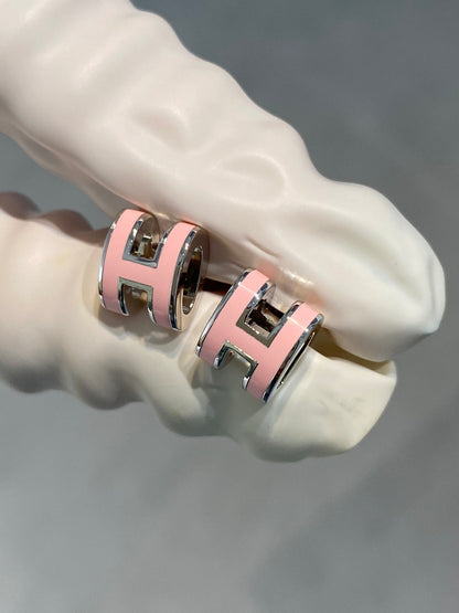 [⭐Luxery]MINI POP H SILVER EARRINGS PINK