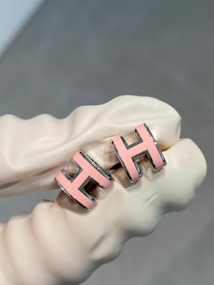 [⭐Luxery]MINI POP H SILVER EARRINGS PINK