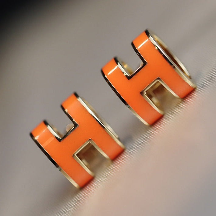 [⭐Luxery]MINI POP H EARRINGS ORANGE