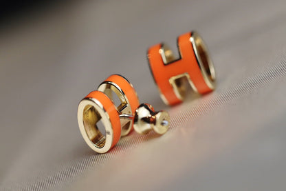 [⭐Luxery]MINI POP H EARRINGS ORANGE
