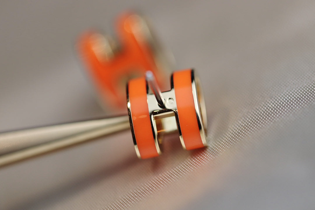 [⭐Luxery]MINI POP H EARRINGS ORANGE