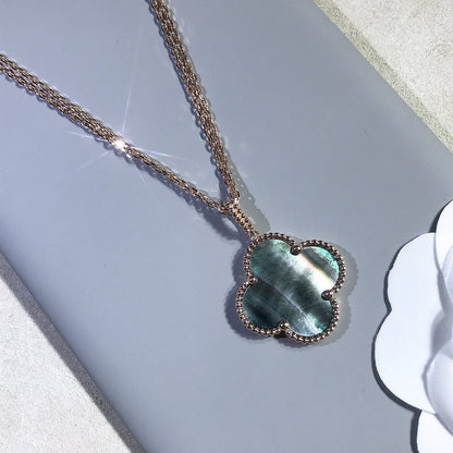 [⭐Luxery]CLOVER 25MM GOLD DARK MOP BIG CLOVER NECKLACE