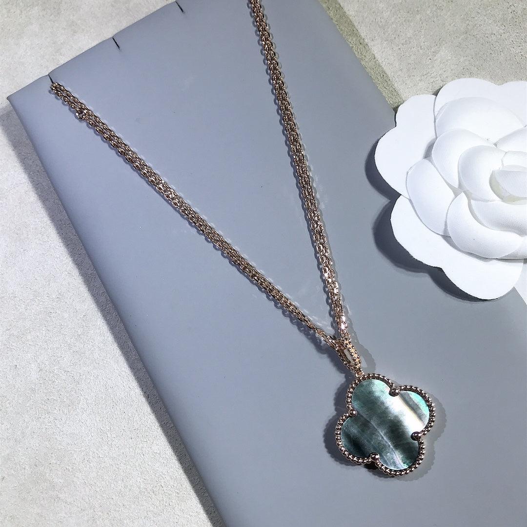 [⭐Luxery]CLOVER 25MM GOLD DARK MOP BIG CLOVER NECKLACE