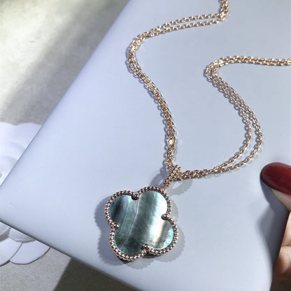 [⭐Luxery]CLOVER 25MM GOLD DARK MOP BIG CLOVER NECKLACE