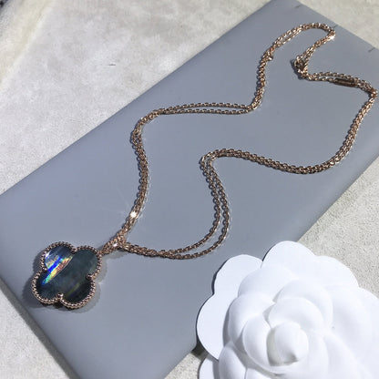 [⭐Luxery]CLOVER 25MM GOLD DARK MOP BIG CLOVER NECKLACE