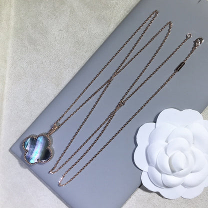 [⭐Luxery]CLOVER 25MM GOLD DARK MOP BIG CLOVER NECKLACE