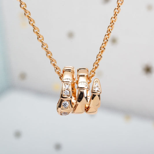 [⭐Luxery]SERPENTI PINK GOLD NECKLACE DIAMOND