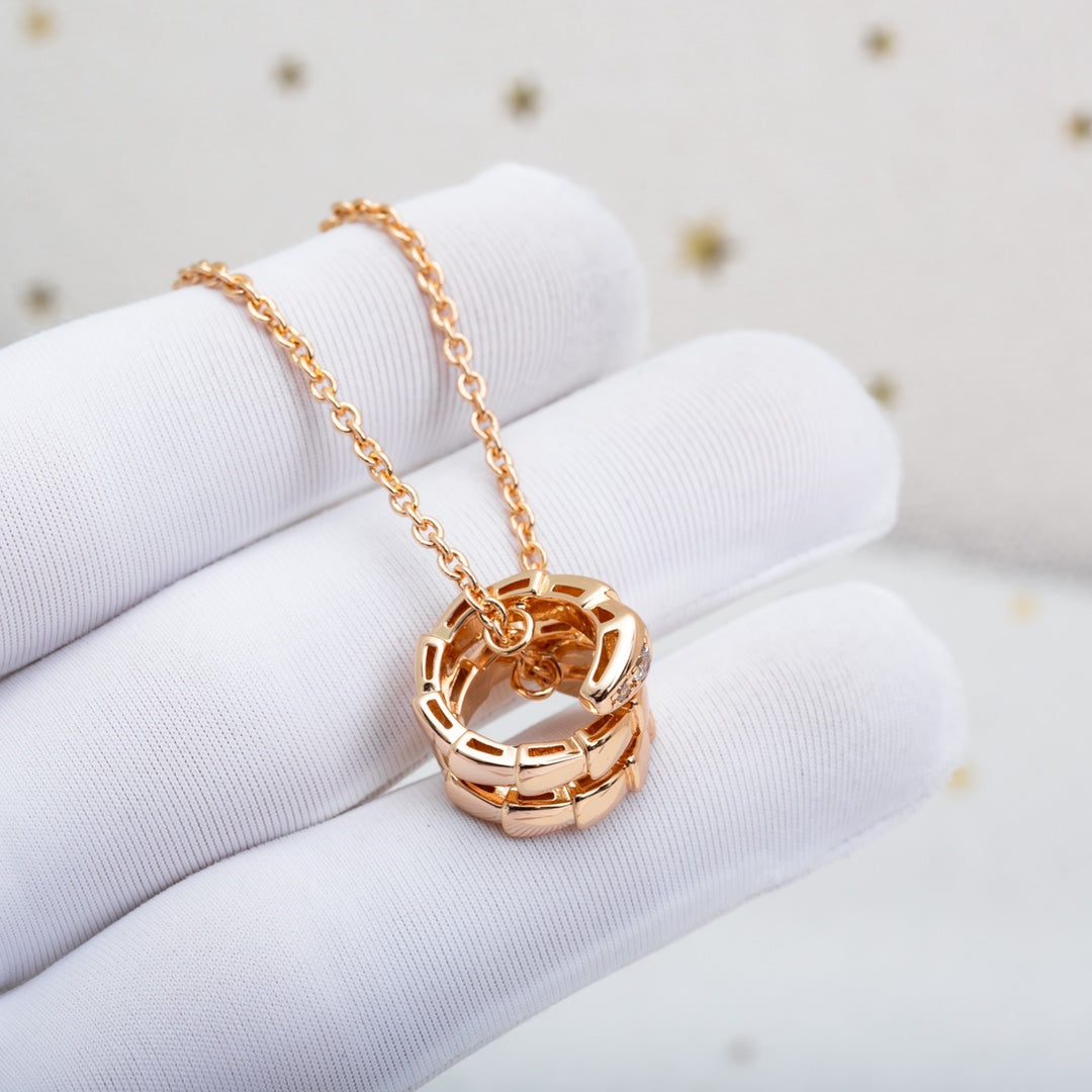 [⭐Luxery]SERPENTI PINK GOLD NECKLACE DIAMOND