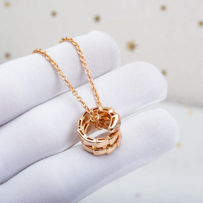 [⭐Luxery]SERPENTI PINK GOLD NECKLACE DIAMOND