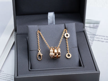 [⭐Luxery]SERPENTI PINK GOLD NECKLACE DIAMOND