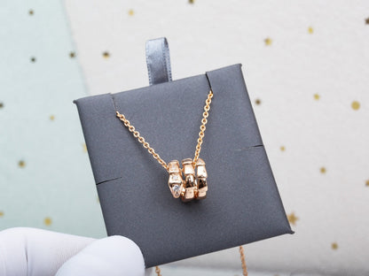 [⭐Luxery]SERPENTI PINK GOLD NECKLACE DIAMOND