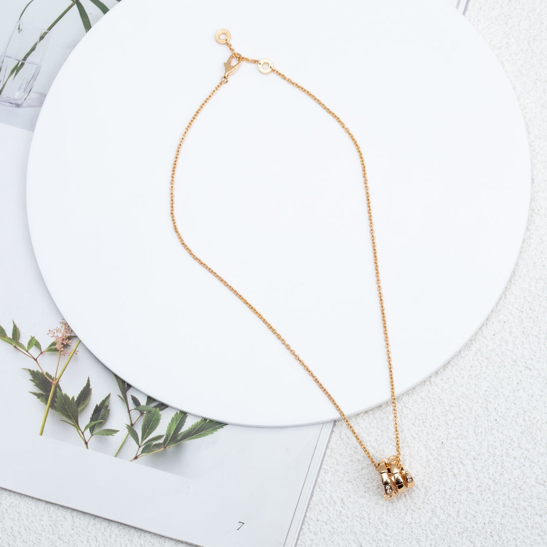 [⭐Luxery]SERPENTI PINK GOLD NECKLACE DIAMOND