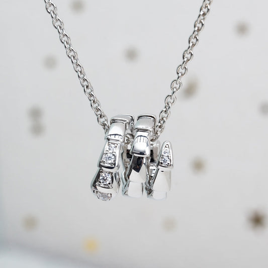 [⭐Luxery]SERPENTI SILVER NECKLACE DIAMOND