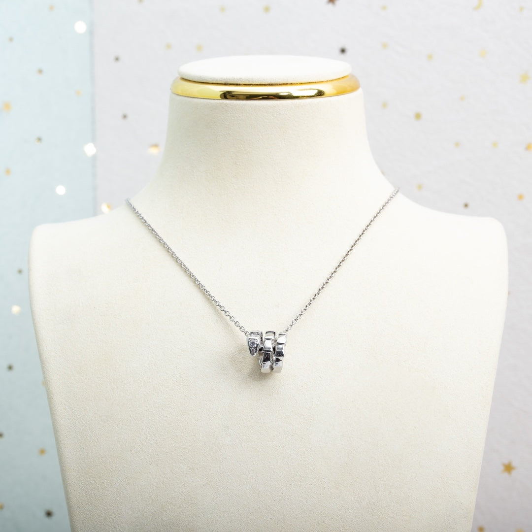 [⭐Luxery]SERPENTI SILVER NECKLACE DIAMOND