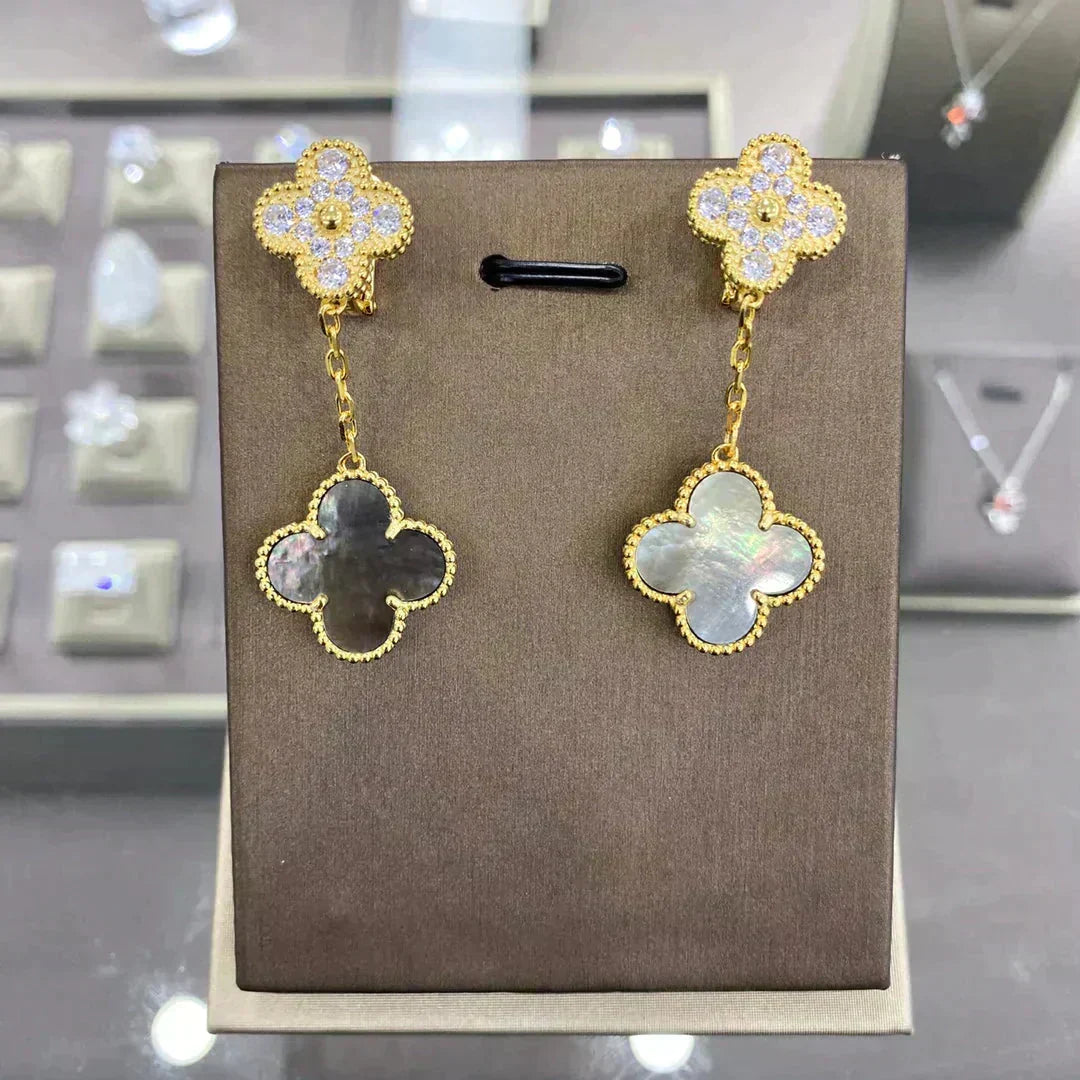 [⭐Luxery]CLOVER  2 MOTIFS  DIAMOND  EARRINGS (MULTIPLE CHOICESç´