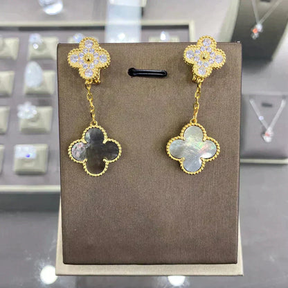 [⭐Luxery]CLOVER  2 MOTIFS  DIAMOND  EARRINGS (MULTIPLE CHOICESç´
