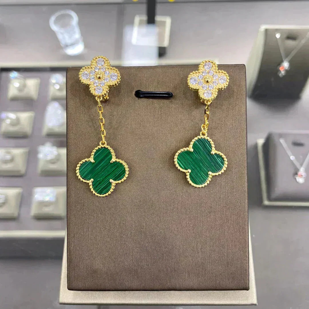 [⭐Luxery]CLOVER  2 MOTIFS  DIAMOND  EARRINGS (MULTIPLE CHOICESç´