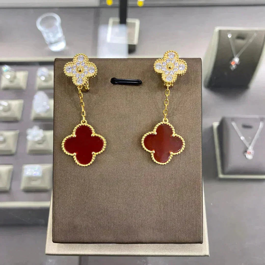 [⭐Luxery]CLOVER  2 MOTIFS  DIAMOND  EARRINGS (MULTIPLE CHOICESç´